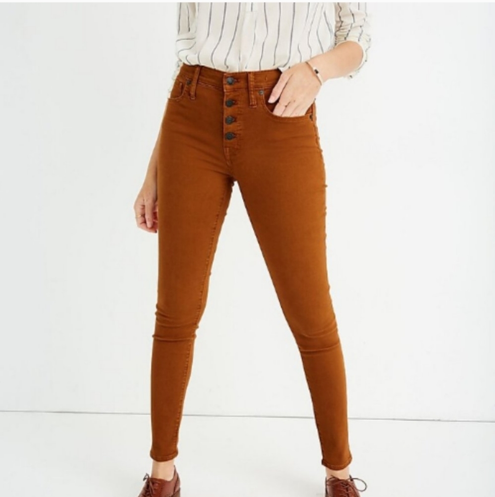 Madewell 9" Mid Rise Skinny Ankle Jeans Buttons Fly Copper Color Size 26